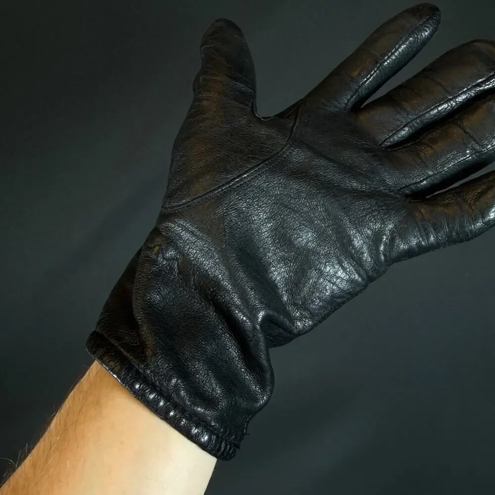 Wilsons Suede & Leather Black Gloves Size M Genuine Leather vintage
